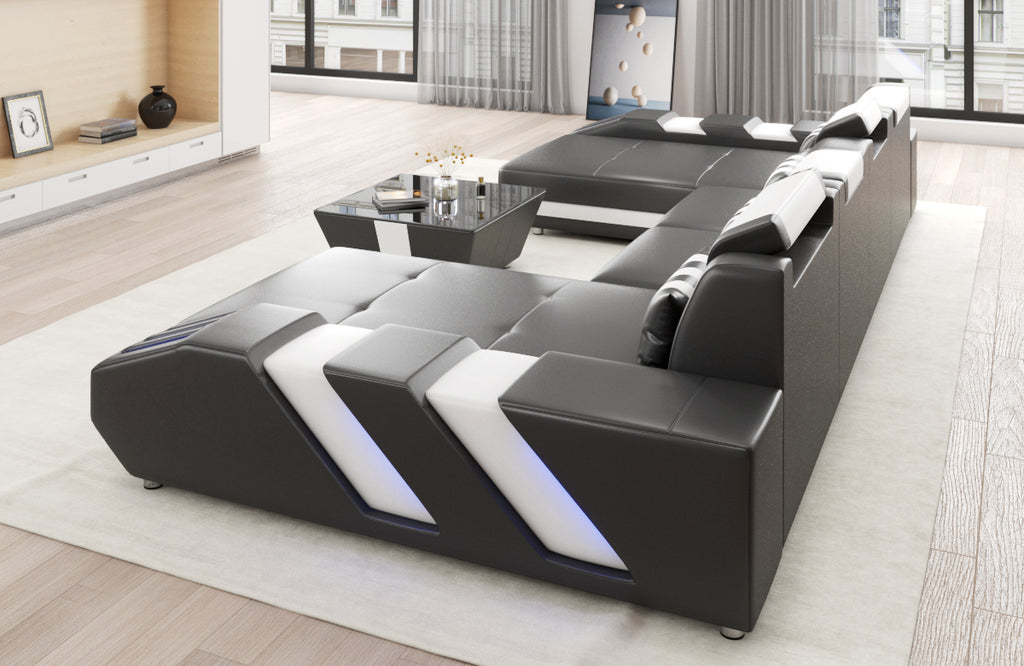 Cosmo Double Chaise U-Shape LED Sectional - Ultimate Lounge Sofa