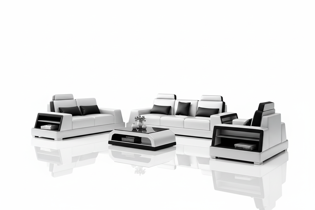 Civia Leather Sofa Set with Side Storage