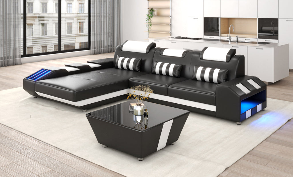 Cosmo Compact LED Sectional - Small Space Party Couch with Mood Lighting