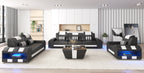 Cosmo LED Leather Sofa Set - Modern 3-Piece Living Room Set with Mood Lighting