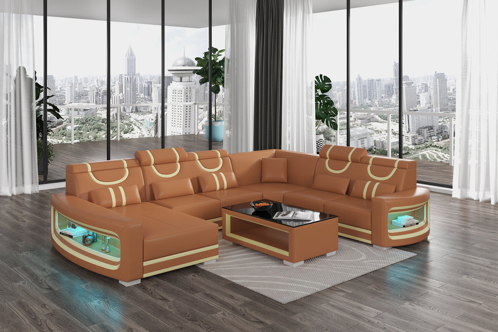 Luca Modern U Shape Sectional with LED Light