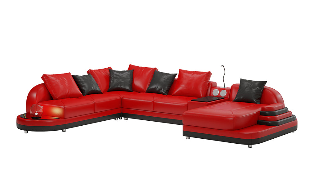 Lillian Modern Leather Sectional with Console