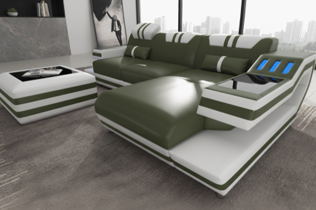 Aura Compact Sectional Olive Drab White