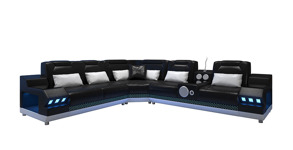 Celsius Small Modern Leather Sectional with Console