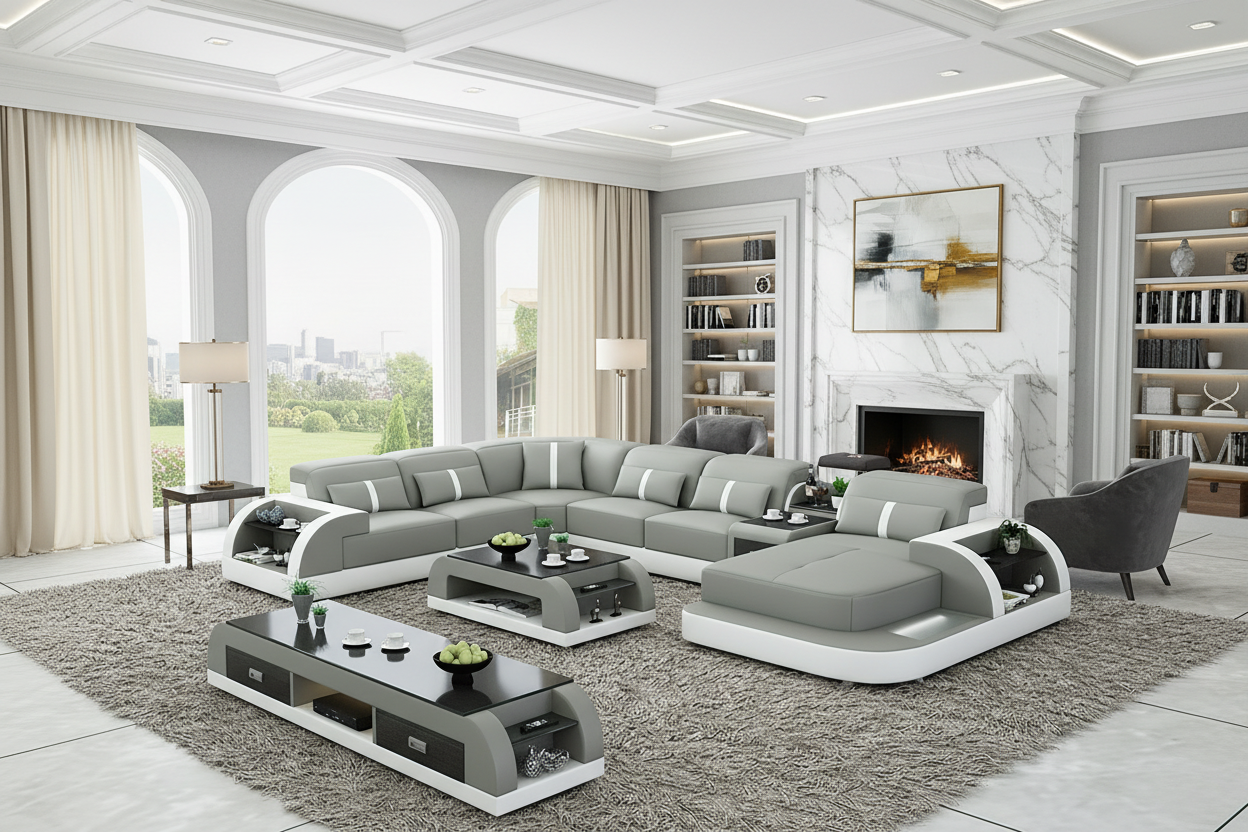 Blaylock Modern Sectional Sofa with LED Light