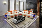 Cream & Orange Omont Sectional - Studio