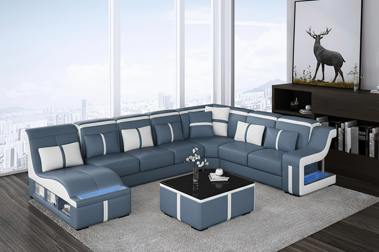 Lisa Modern U Shape Leather Sectional