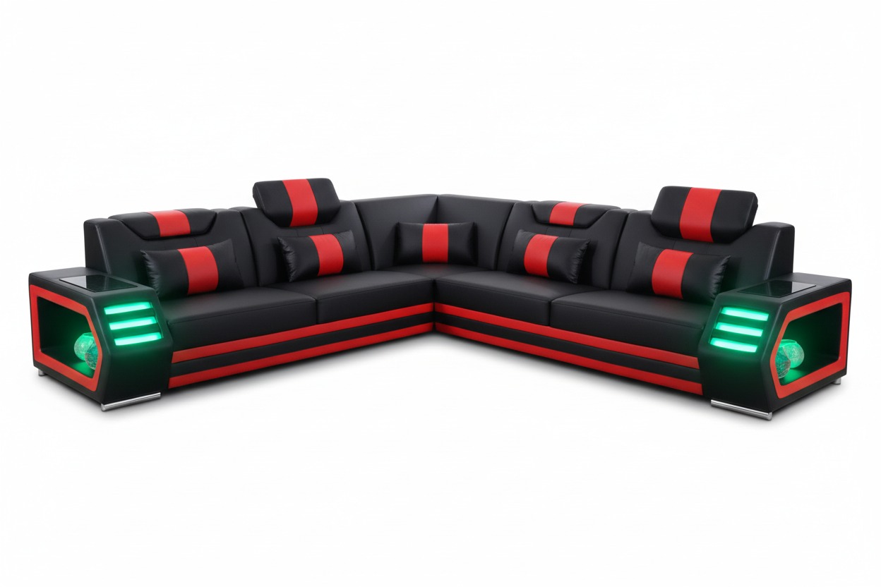 Mcmanu Modern Leather Sectional with LED Light
