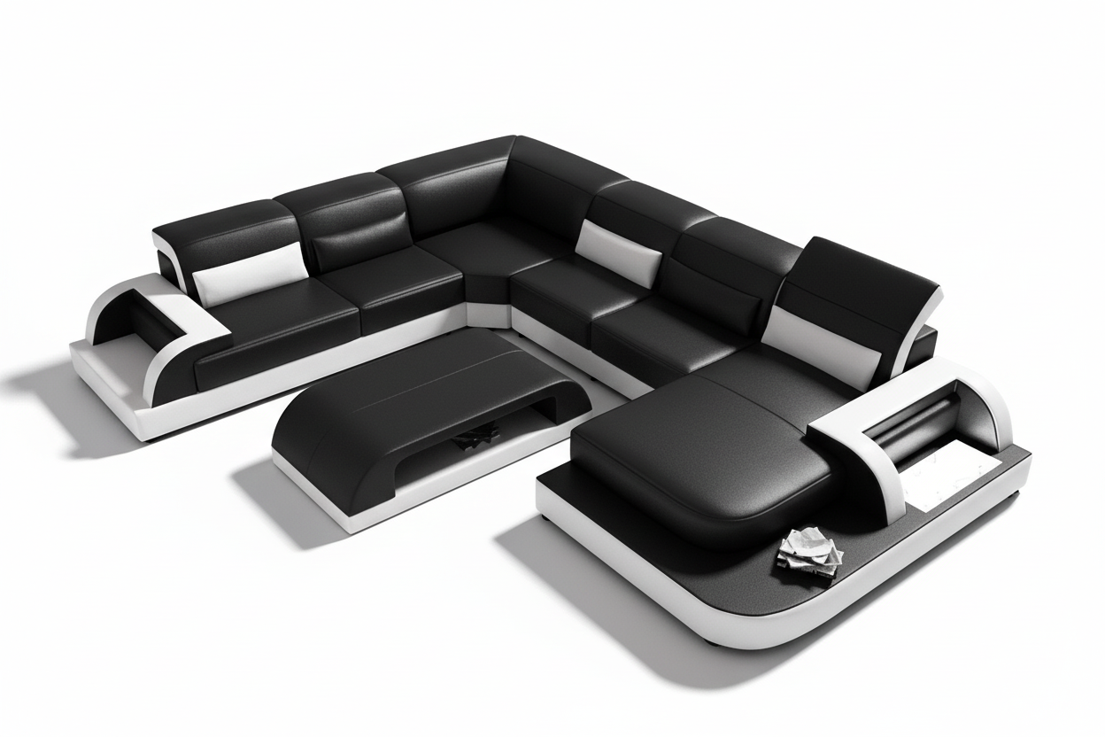 Molinaro Leather Sectional with Adjustable Headrest