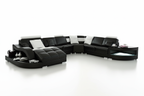 Navasota Large Leather Sectional with Shape Chaise