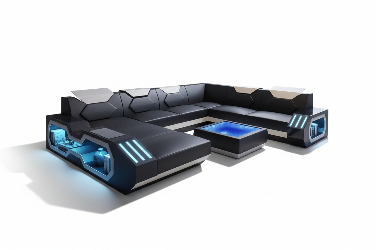 Sahara Modern Leather Sectional with LED Light