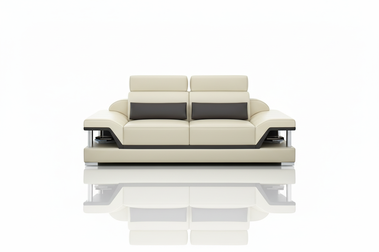 Taliya Leather Sofa Set - 2-seat loveseat with adjustable headrest and reflection