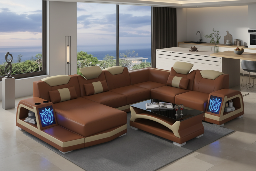 Vincenzo Futuristic Modern Sectional With Illuminating LED Customize Design