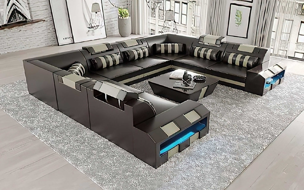 Cosmo XL U-Shape LED Sectional - Extra Large Party Couch for Big Spaces